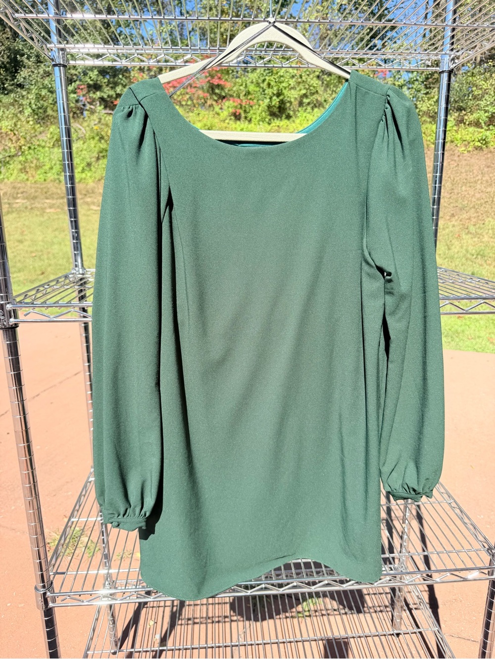 Lulu's Deep Green Long-Sleeve Scoop-Neck Midi Dress